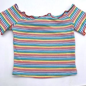 Rainbow stripe baby tee crop top shirt SUPERDOWN xs